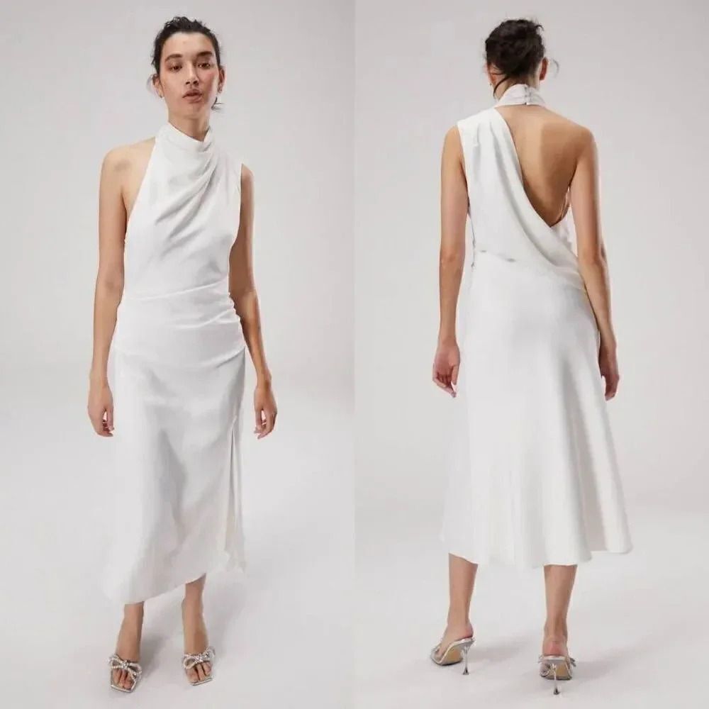 MISHA ROBBIA SATIN MIDI DRESS US 2 NWT $481